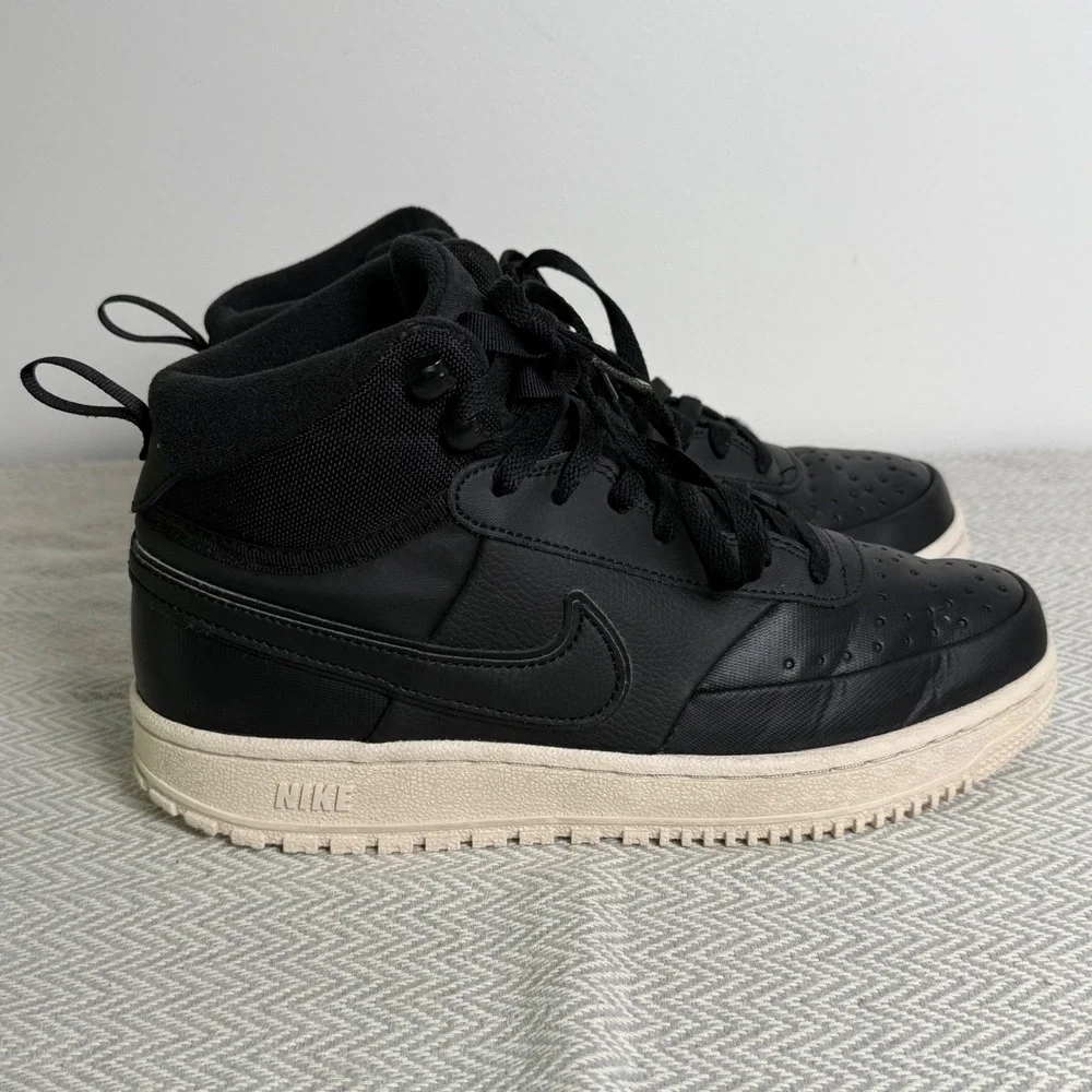 Nike Court Vision Mid Winter‎ Mens 8 Black Sneakers DR7882-002 High Top Shoes